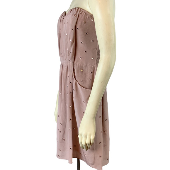 sz 6 Rebecca Taylor Strapless Silk Dress Pink - Picture 4 of 12